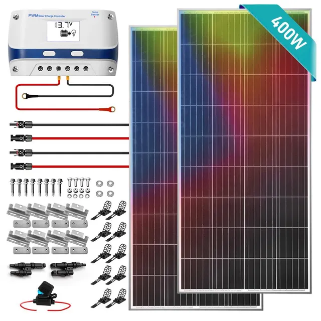 SereneLife Camping Solarmodul 400W Mono 2x200W mit Regler