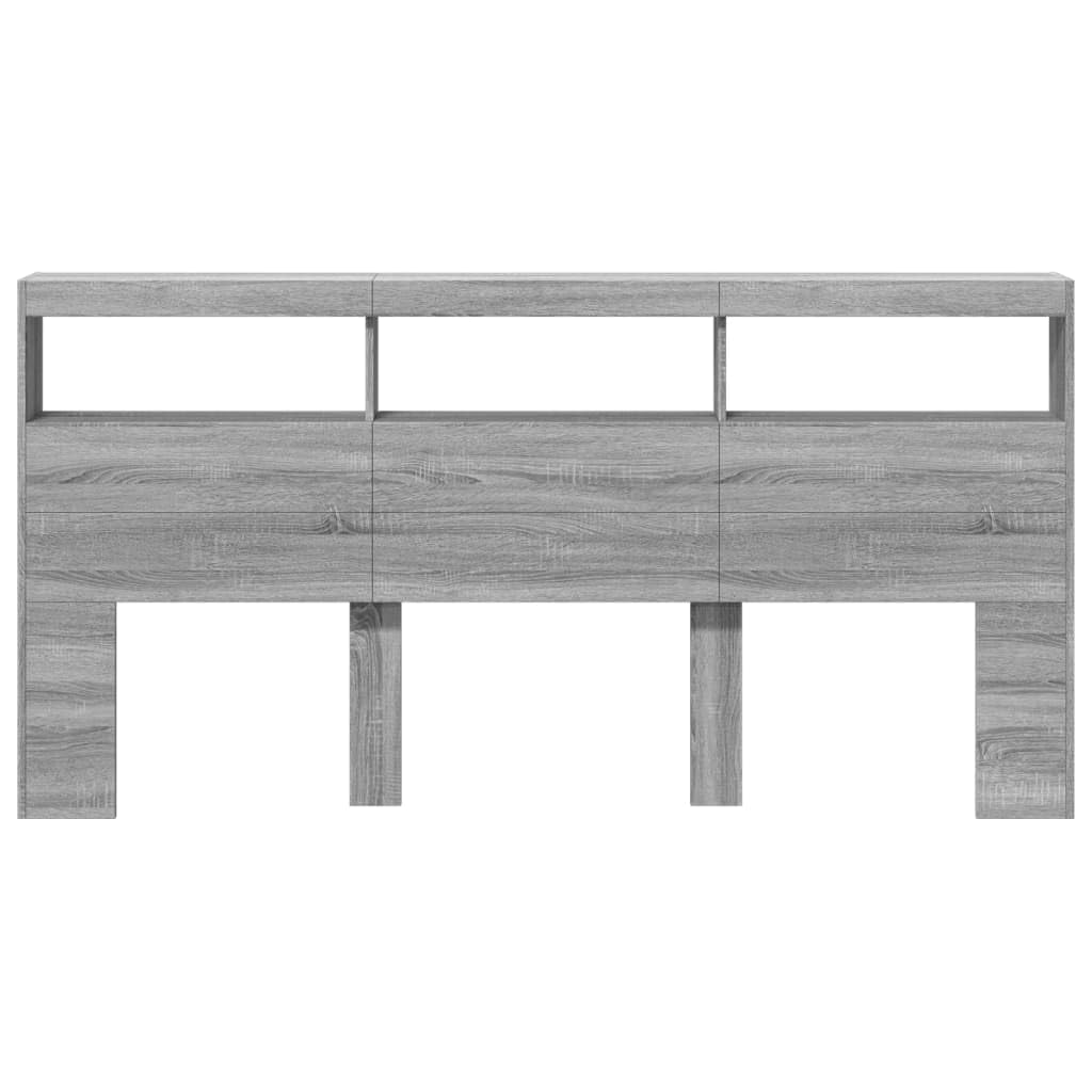 vidaXL Möbel LED-Kopfteil 200x17x102 cm Grau Sonoma Ablage