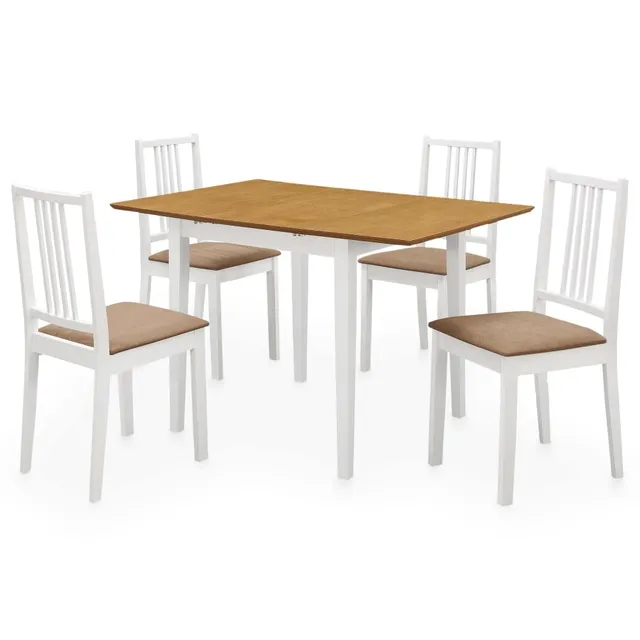 vidaXL Heim Garten Essgruppe 5-tlg. ausziehbar Weiß MDF