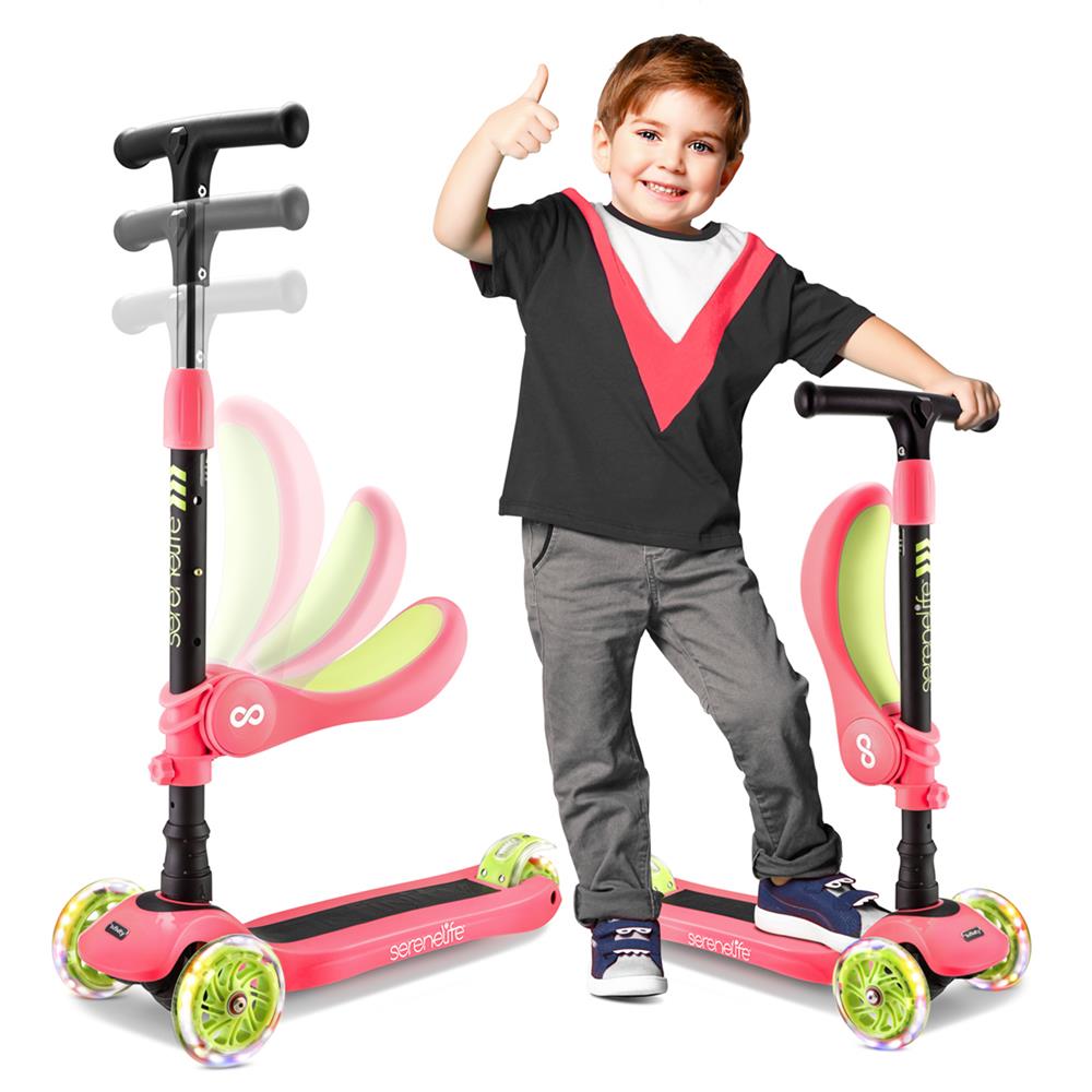 SereneLife Scooters Kinderroller 3-Rad mit Sitz LED