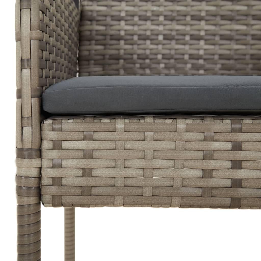 vidaXL Gartenstuhl 2x Set Poly Rattan grau mit Kissen