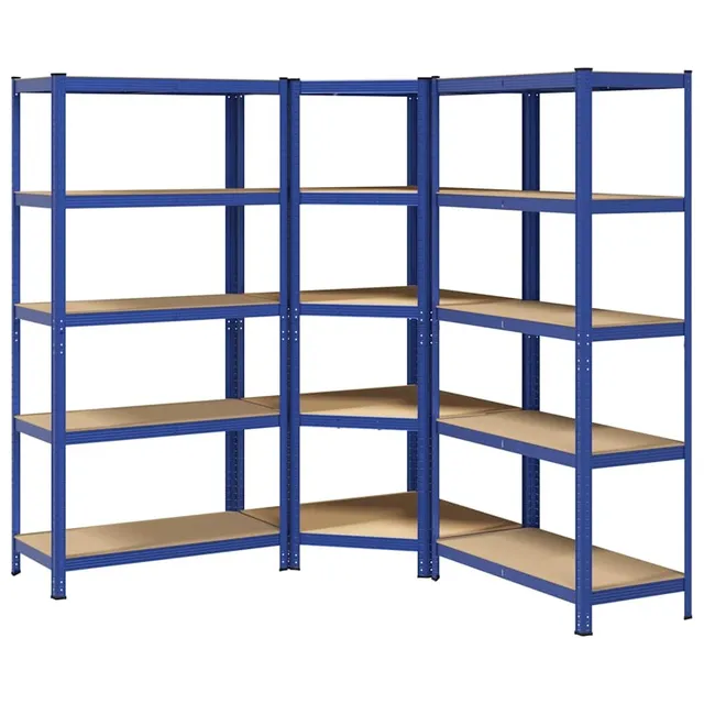 vidaXL Regal-Set 5 Böden 3-tlg Blau Stahl Schwerlastregal