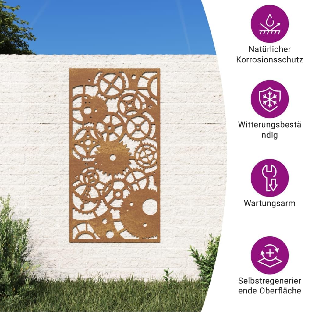 vidaXL Heim & Garten Wanddeko 105x55 cm Cortenstahl Zahnrad