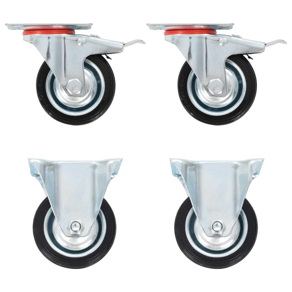 vidaXL 8 Rollen 75mm Möbelrollen Gummi mit Bremse