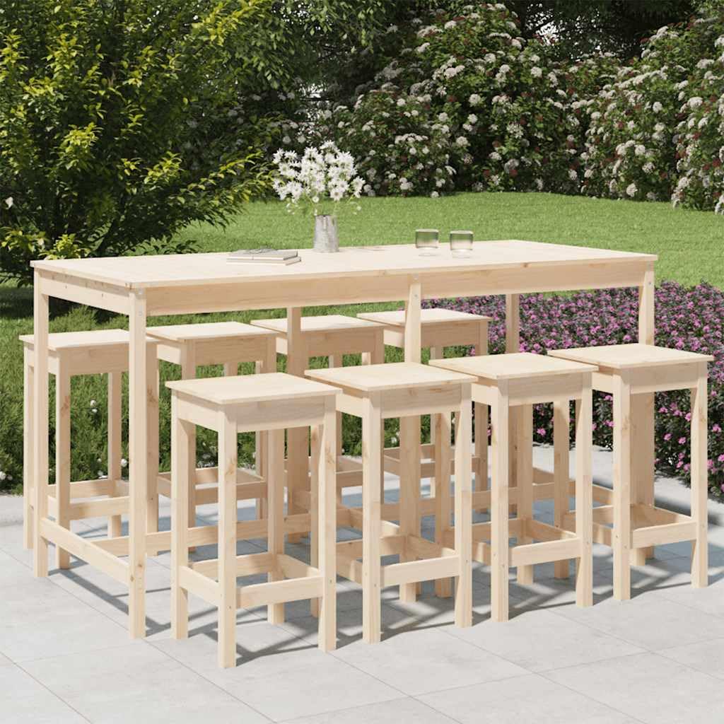 vidaXL 9-tlg. Gartenbar-Set Bartisch Kiefer 8 Hocker