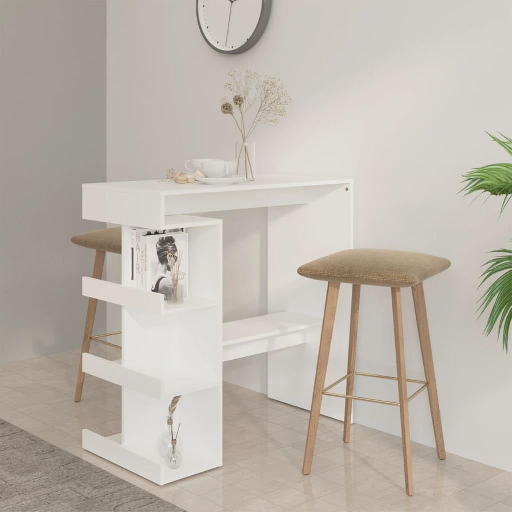 vidaXL Bartisch Weiß 100x50x101,5cm Holzwerkstoff mit Regal