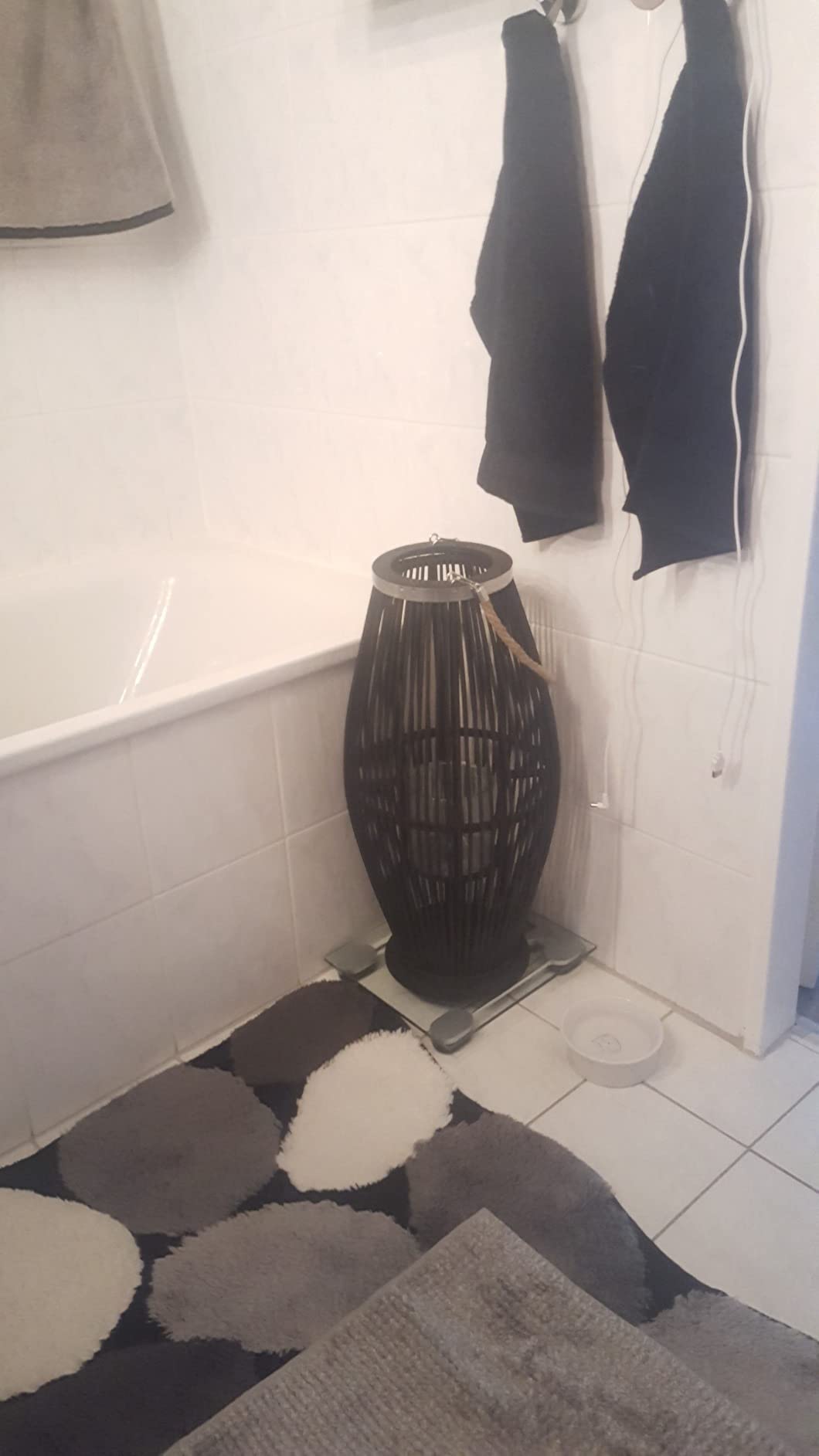 vidaXL Kerzenleuchter Bambus Schwarz 60 cm Hängelaterne Glas