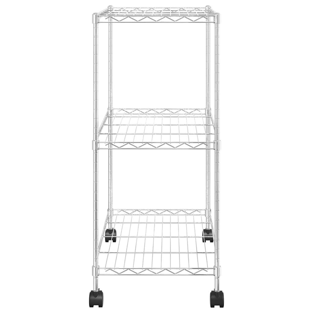 vidaXL Lagerregal Chrom 60x35x81 cm 3 Böden mit Rollen Eisen