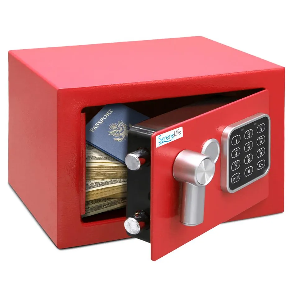 Serenelife Storage Safe Box digital Rot Stahl Mini-Tresor