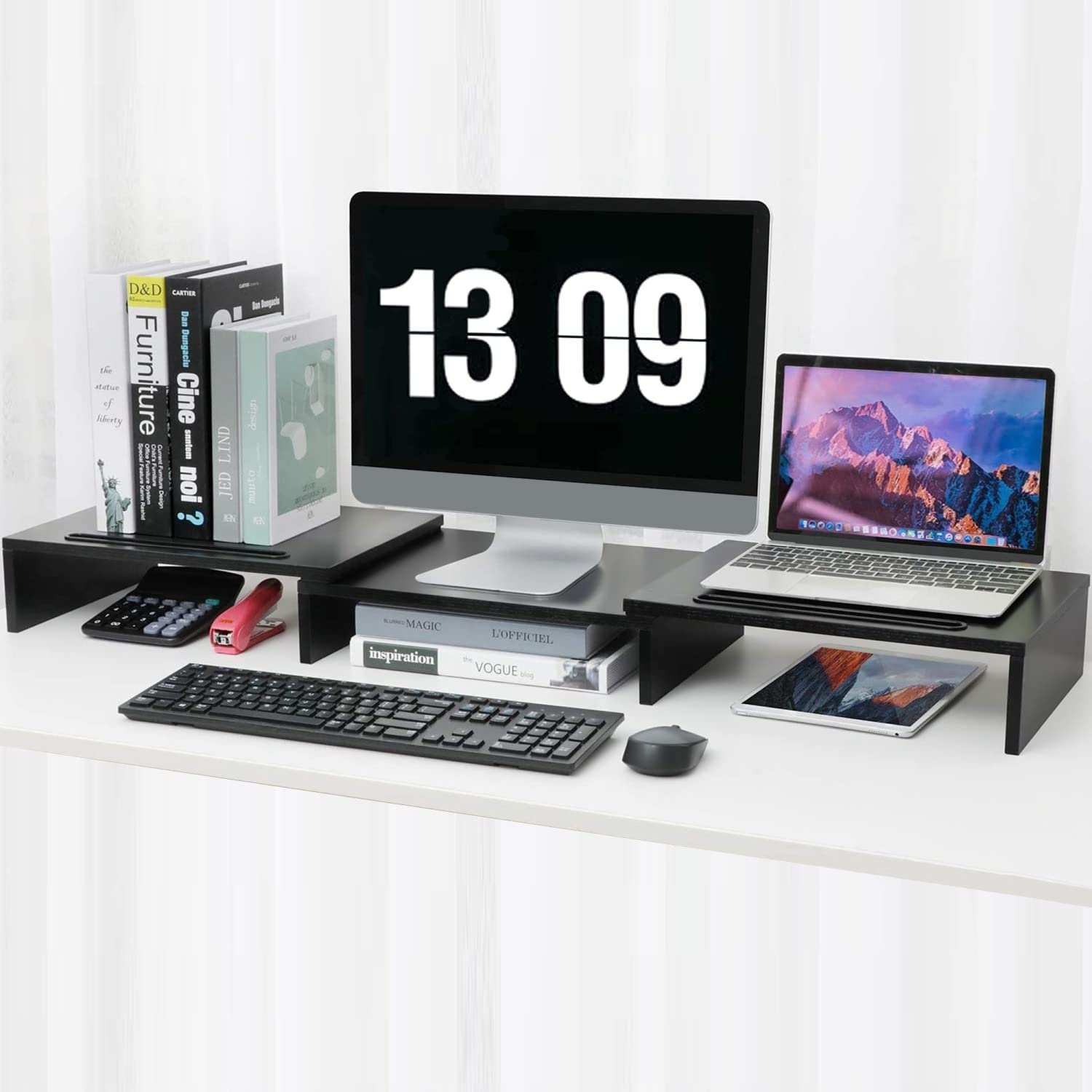 Intirilife Bildschirmständer Schwarz Verstellbar 104 cm