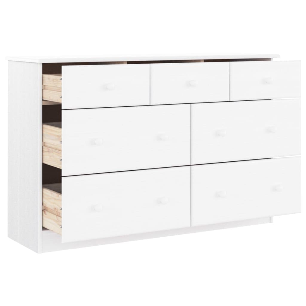 vidaXL Alta Kommode 112x35x73 cm Weiß Kiefer 7 Schub