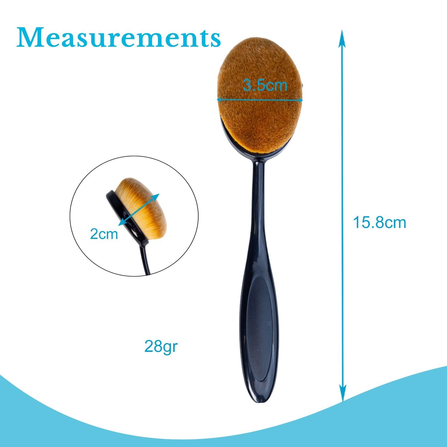 Intirilife Make Up Pinsel Oval Größe 2 Foundation 3,5 cm