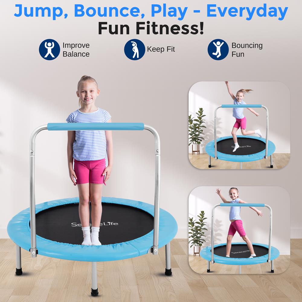 Serenelife SLELT367 Kinder-Trampolin federlos blau 91 cm