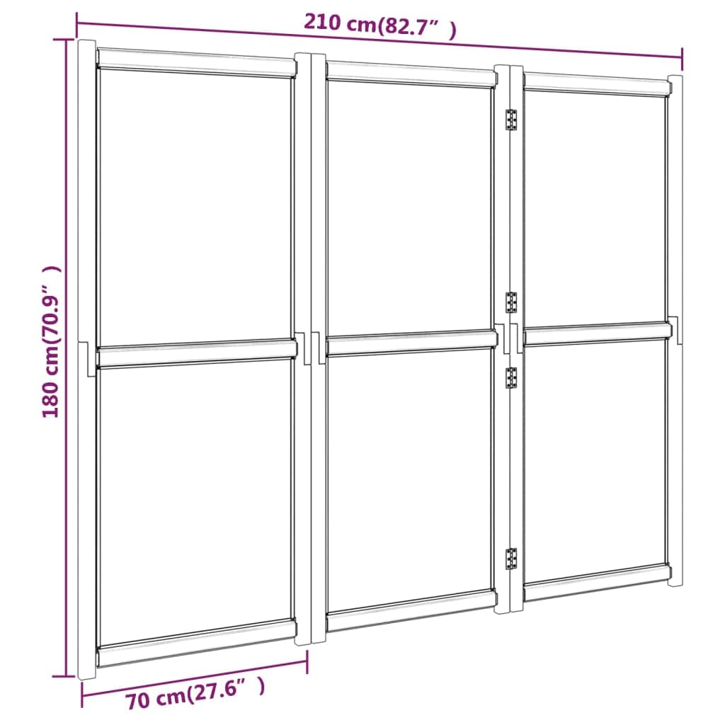 vidaXL Raumteiler Paravent Schwarz 210x180 cm 3-tlg