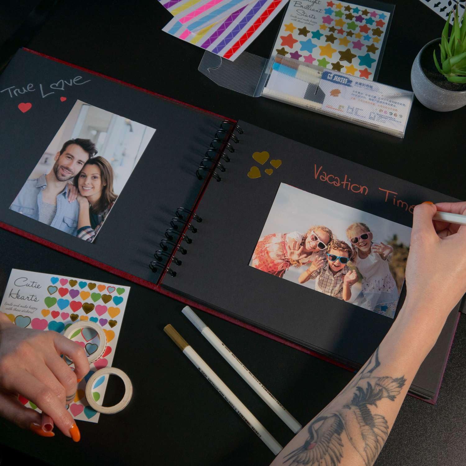 Intirilife Fotoalbum Selbst Gestalten Rot 80 Seiten DIY-Set