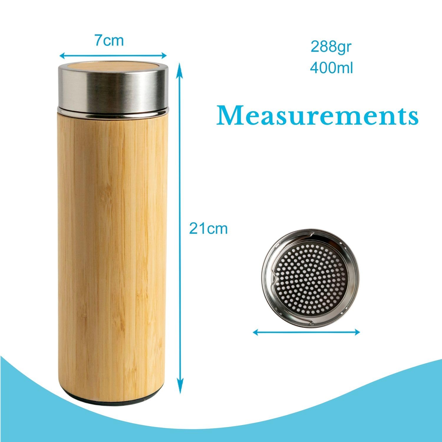 Intirilife Thermosflasche 350 ml unterwegs 12 Stunden warm kalt