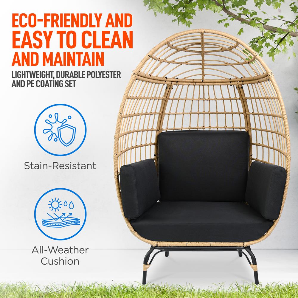 Serenelife Furniture SLEGFB64 Eiersessel Schwarz wetterfest