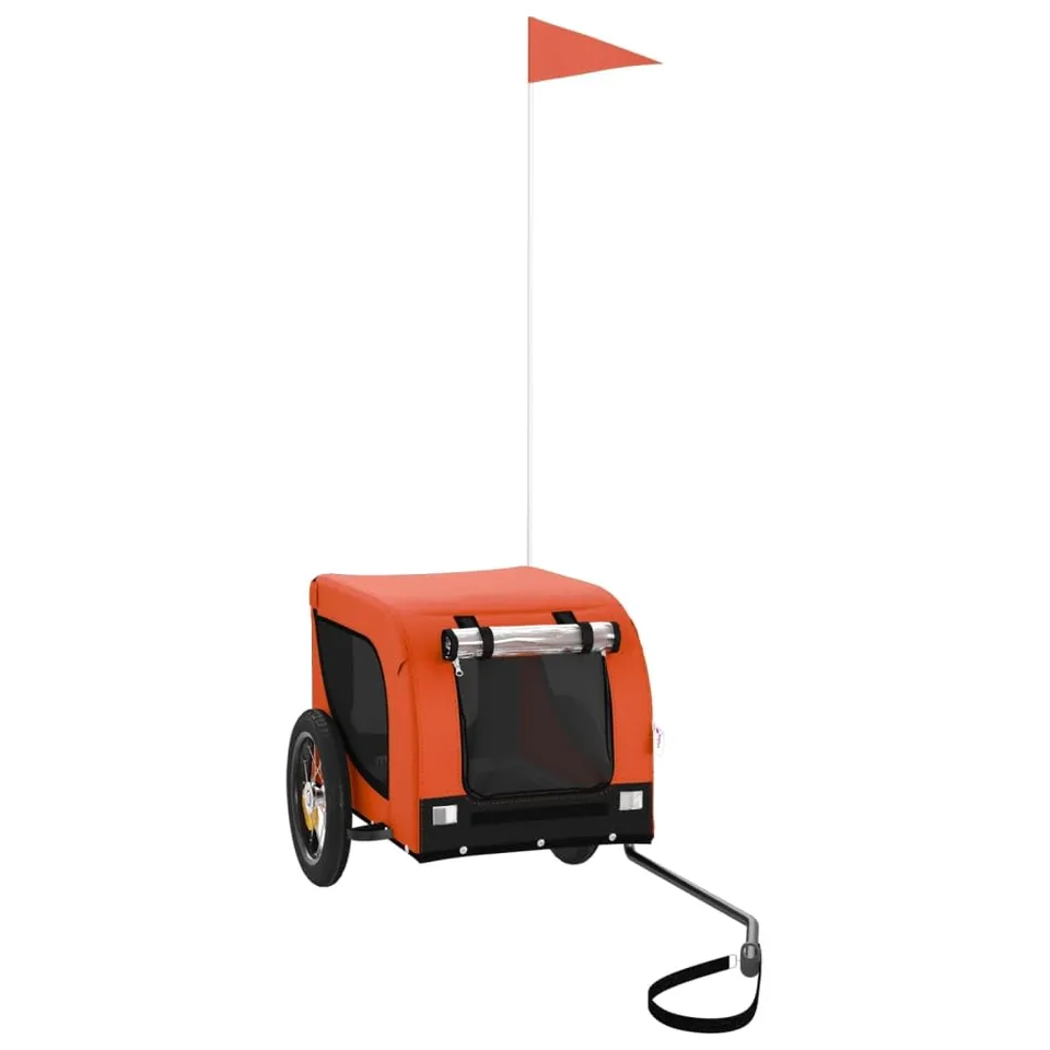 vidaXL Hunde Fahrradanhänger Orange Oxford-Gewebe mit Flagge