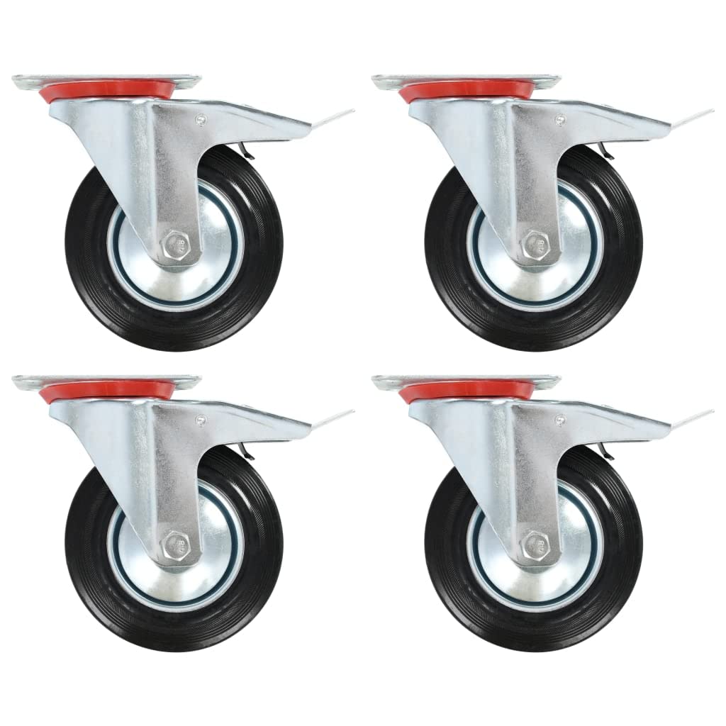 vidaXL Lenkrollen 160 mm Gummirollen 8er-Set Bremse