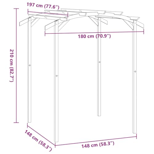 vidaXL Garten-Pergola Kiefernholz imprägniert 180x197x210 cm