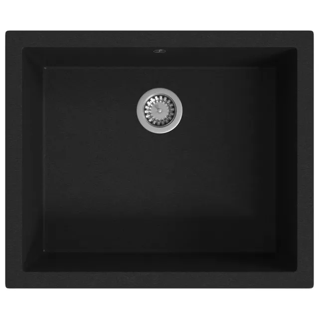 vidaXL Küchenspüle Granitspüle Schwarz Granit 550x460 mm