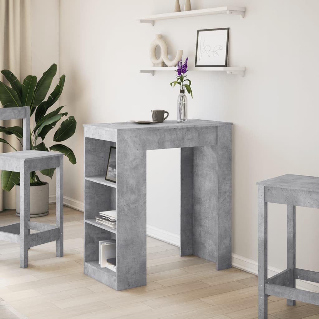 vidaXL Möbel Bartisch mit Regal Betongrau 95x47x103,5 cm