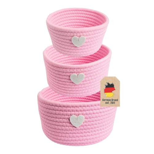 Intirilife Aufbewahrungskorb Set Rosa Herz Baumwolle 3er