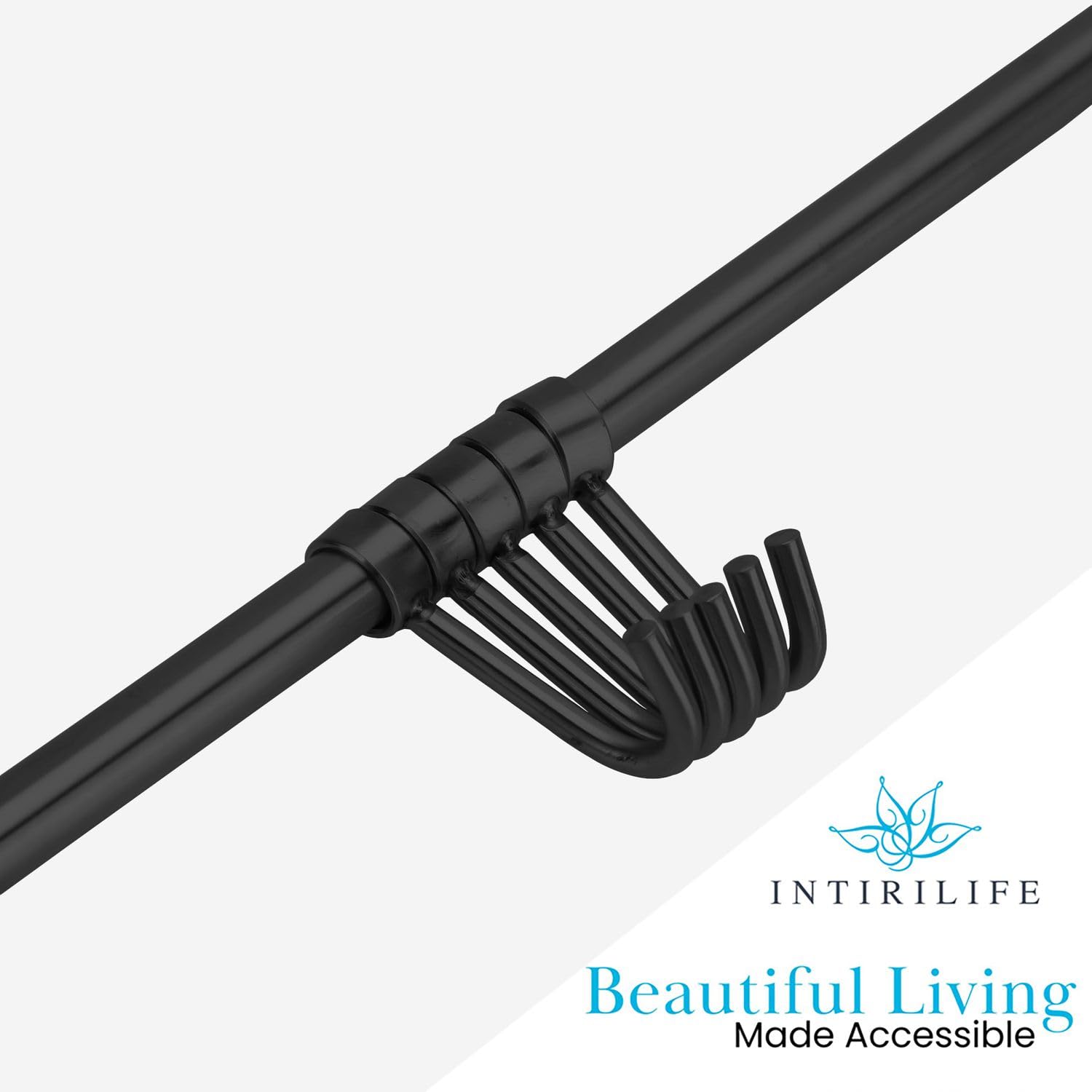 Intirilife Kleiderbügel Hängeleiste 5 Haken schwarz 35,8 cm