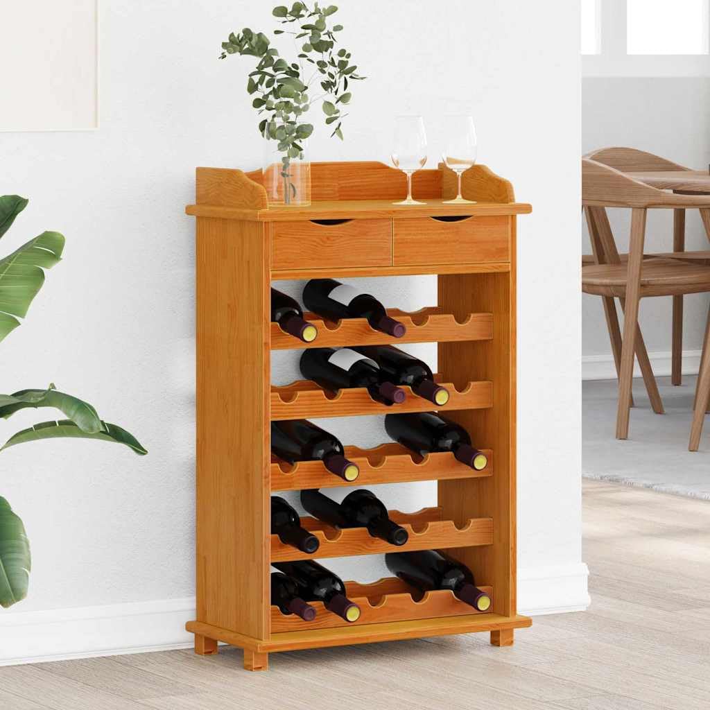 vidaXL Möbel Weinregal Braun Massiv Kiefernholz 58x28x90 cm