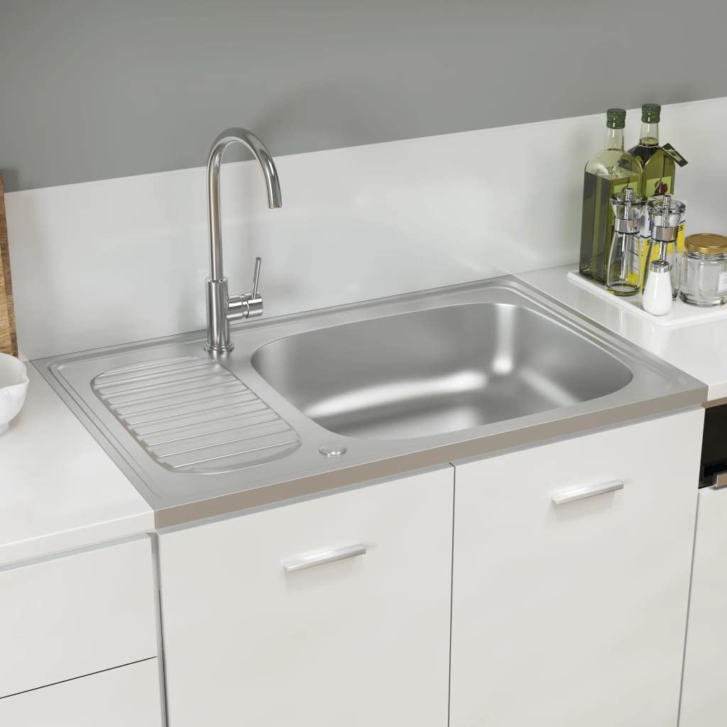 vidaXL Spüle Abtropffläche 800x500x155mm Edelstahl