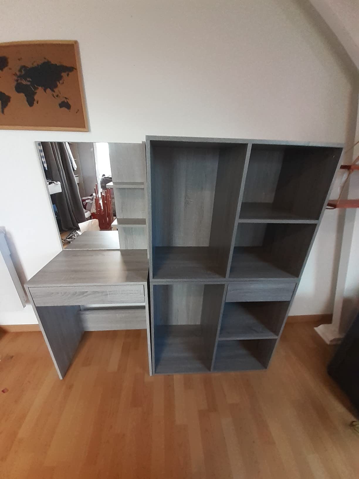 vidaXL LED-Schminktisch Weiß Holzwerkstoff 2 Schränke Spiegel