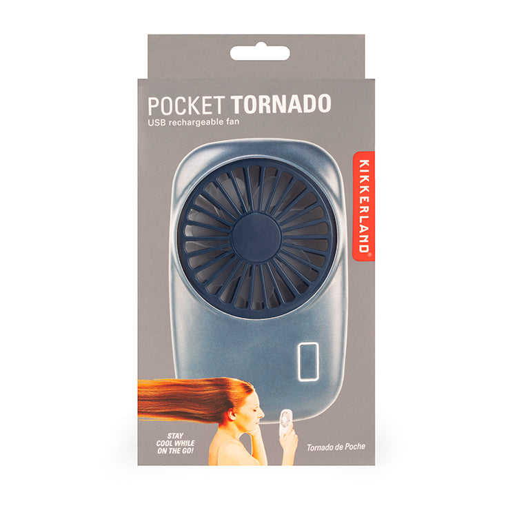 Kikkerland Blue Pocket Tornado Handventilator Akku Blau