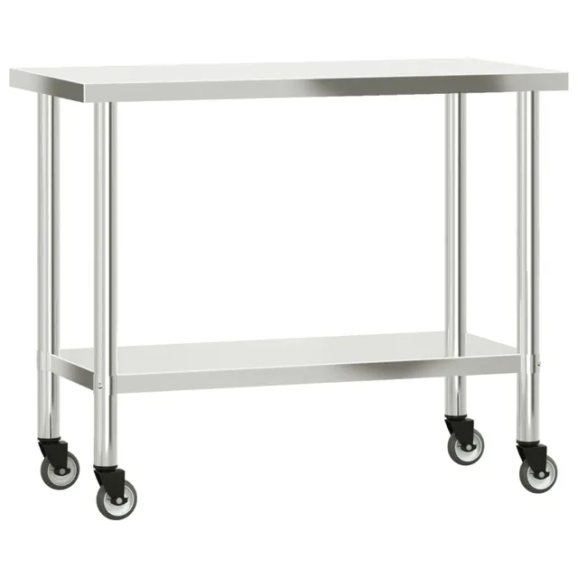 vidaXL Heim & Garten Küchen-Arbeitstisch Edelstahl 110x55x85 cm mit Rollen