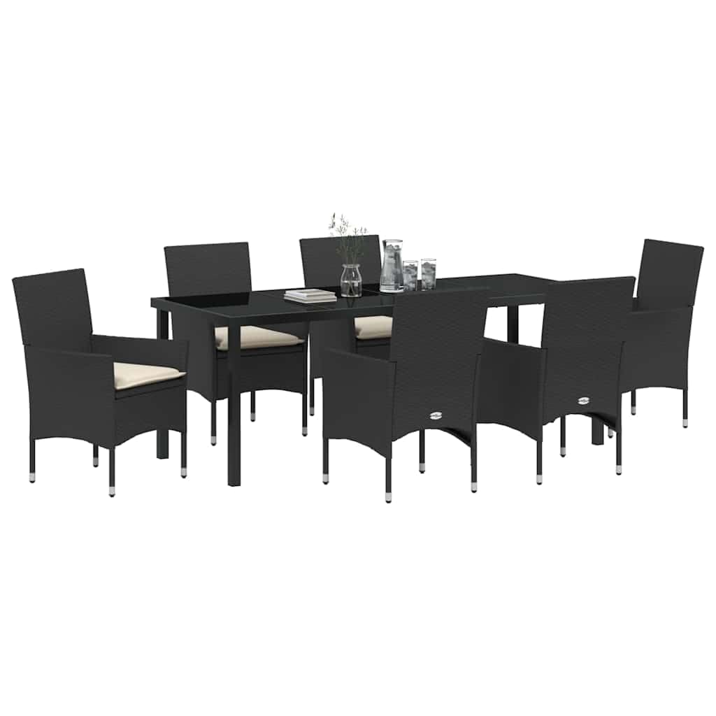 vidaXL Heim & Garten Essgruppe 7-tlg Schwarz Poly-Rattan 200cm
