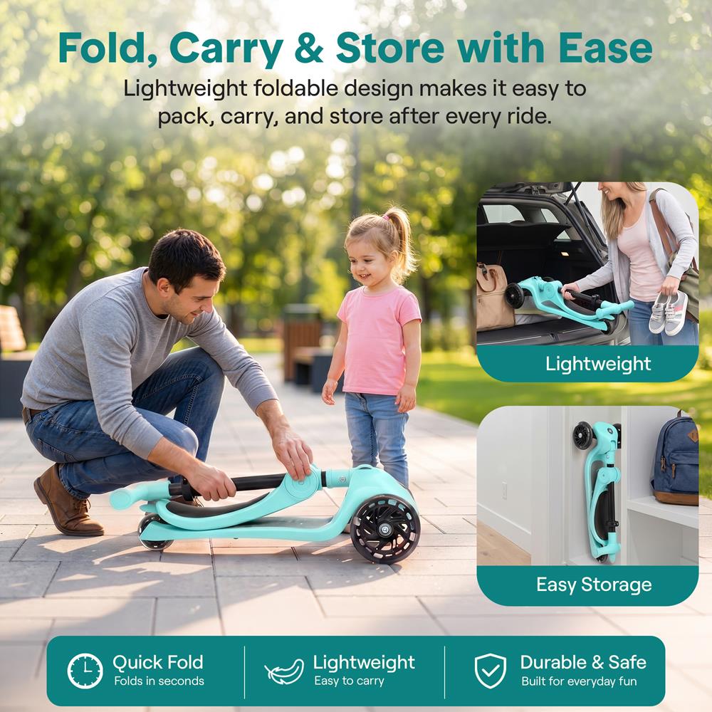Serenelife Scooters Kinderroller 3-Rad türkis mit Sitz