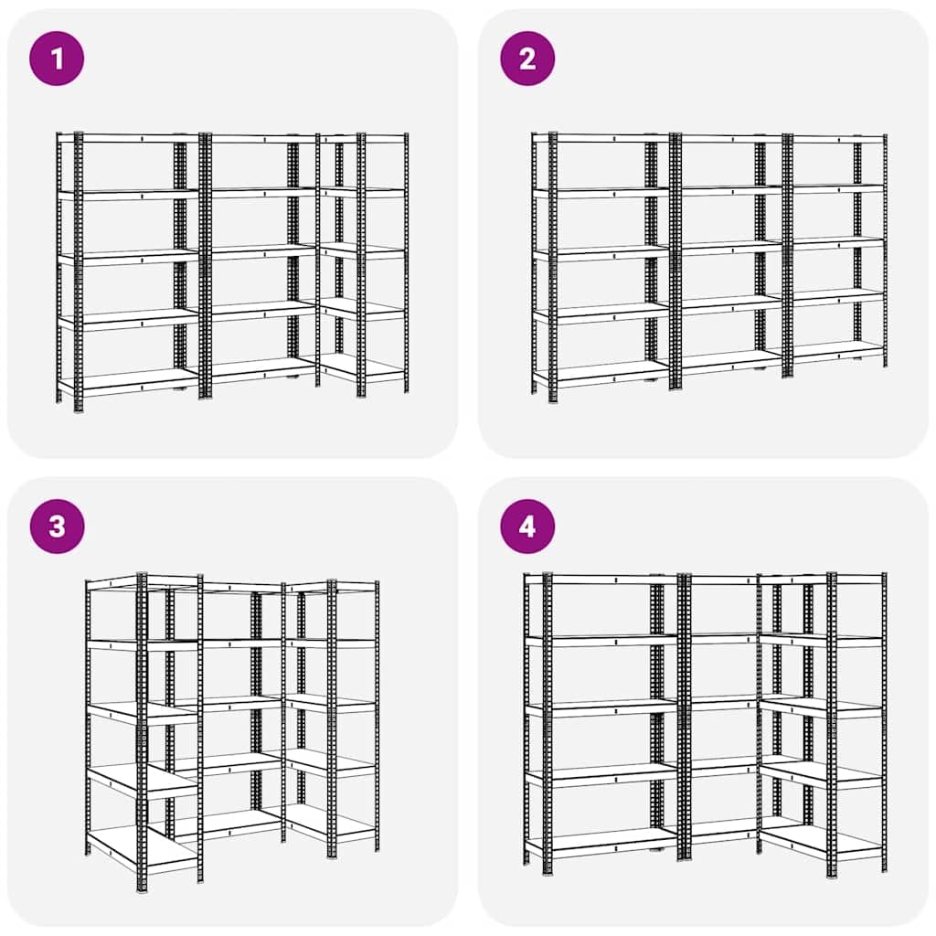 vidaXL Regal-Set 5 Böden 3 Stk Silber Schwerlastregal