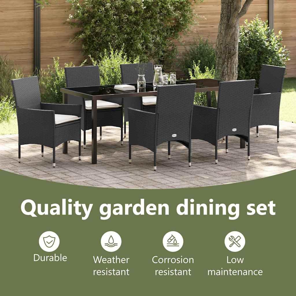 vidaXL Heim & Garten Essgruppe 7-tlg Schwarz Poly-Rattan 200cm