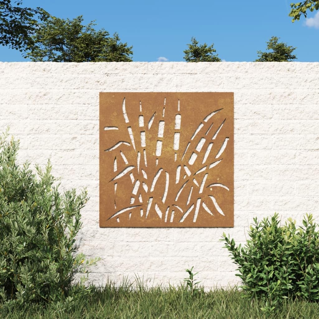 vidaXL Garten Wanddeko 55x55 cm Gras Cortenstahl Rostdeko