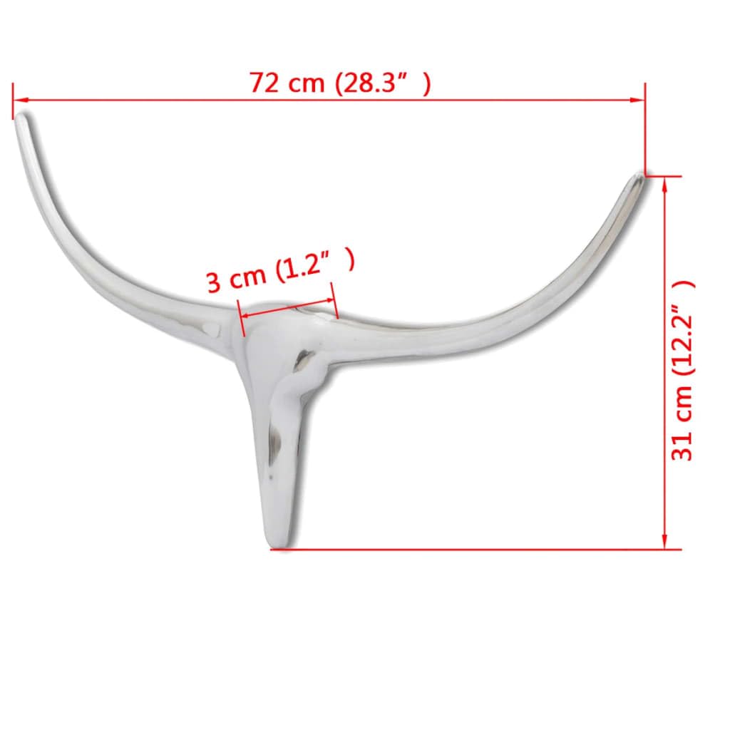 vidaXL Stierkopf Dekofigur Aluminium Silber 72 cm