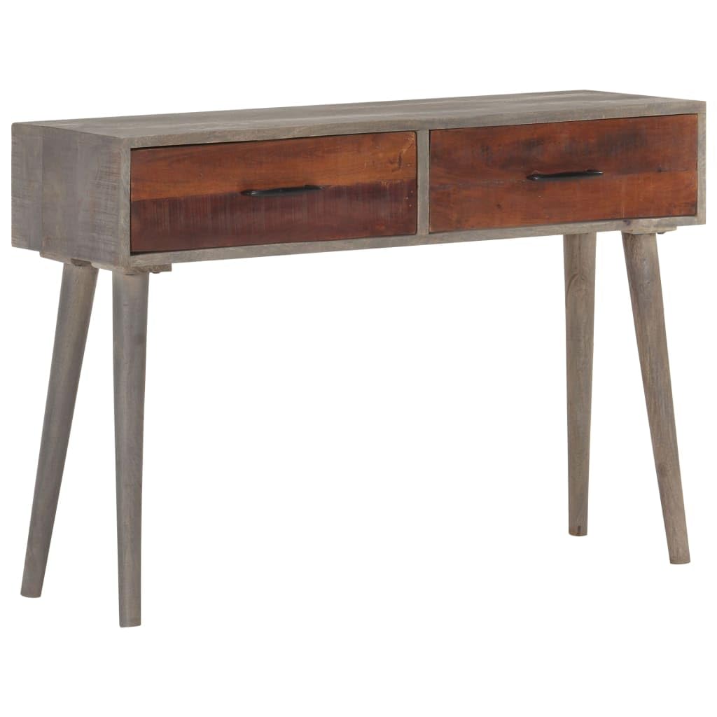 vidaXL Möbel Konsolentisch Mangoholz grau 110x35x75cm 2 Schubladen