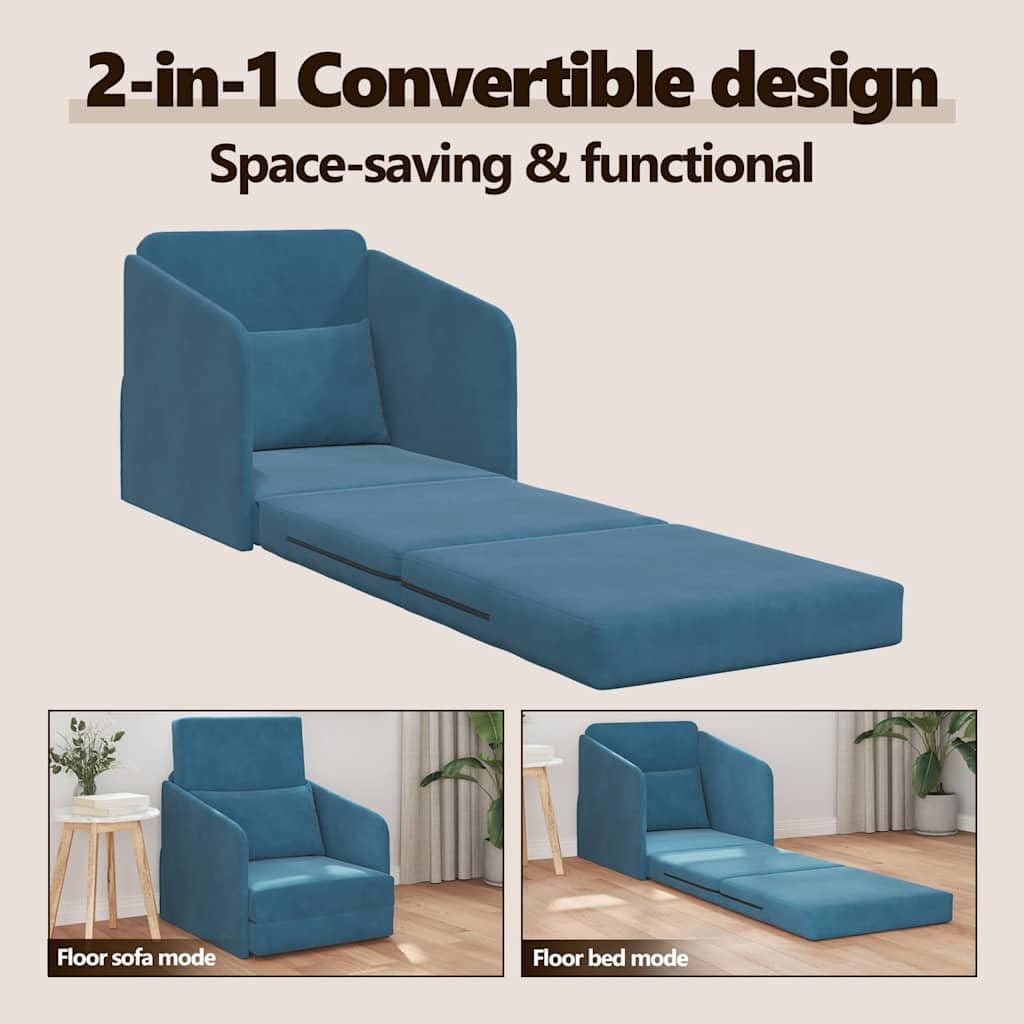 vidaXL Schlafsofa Samt Blau 65x80x83 cm Bodensofa