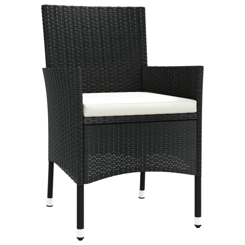 vidaXL Garten-Bistro-Set 3-tlg. Poly Rattan Schwarz-Creme