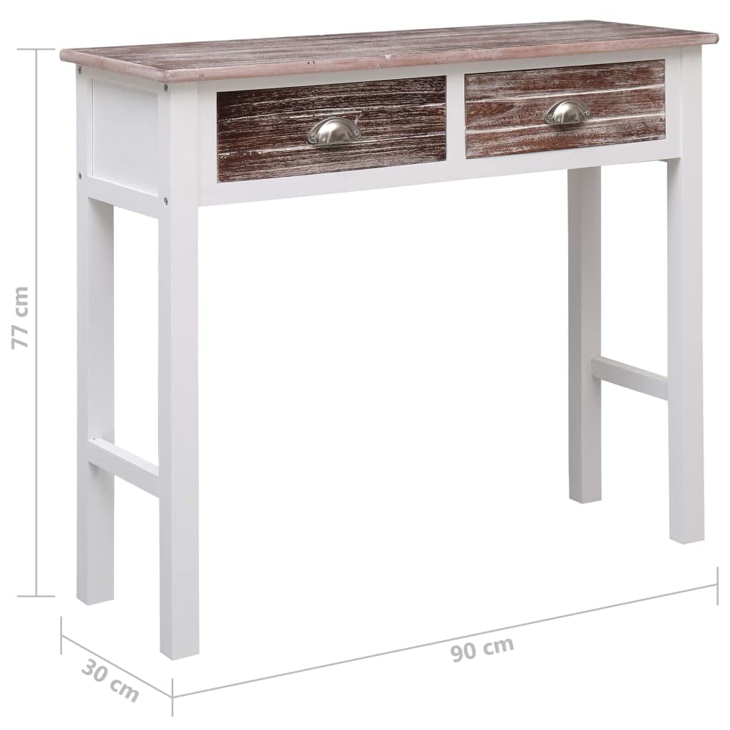 vidaXL Möbel Konsolentisch Braun 90 cm 2 Schubladen Holz