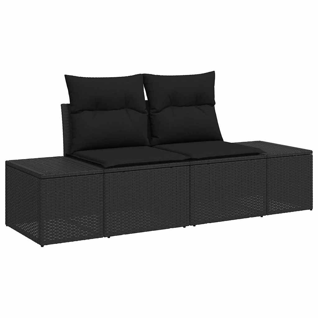 vidaXL Heim & Garten Gartensofa-Set Schwarz 80 cm Tisch