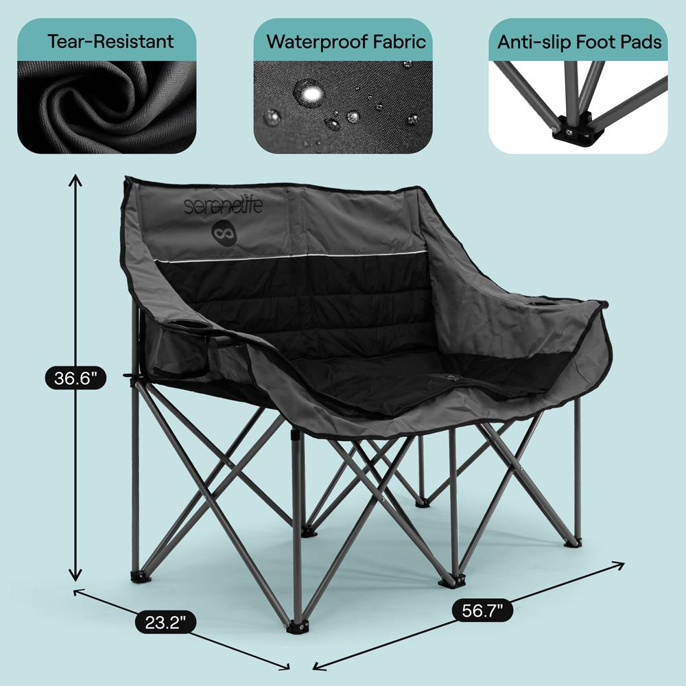 Serenelife Camping Doppelsessel 2 Personen grau 600D