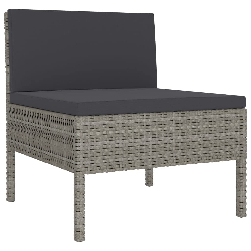 vidaXL Heim & Garten 3x Gartenstuhl Poly Rattan Grau mit Auflage