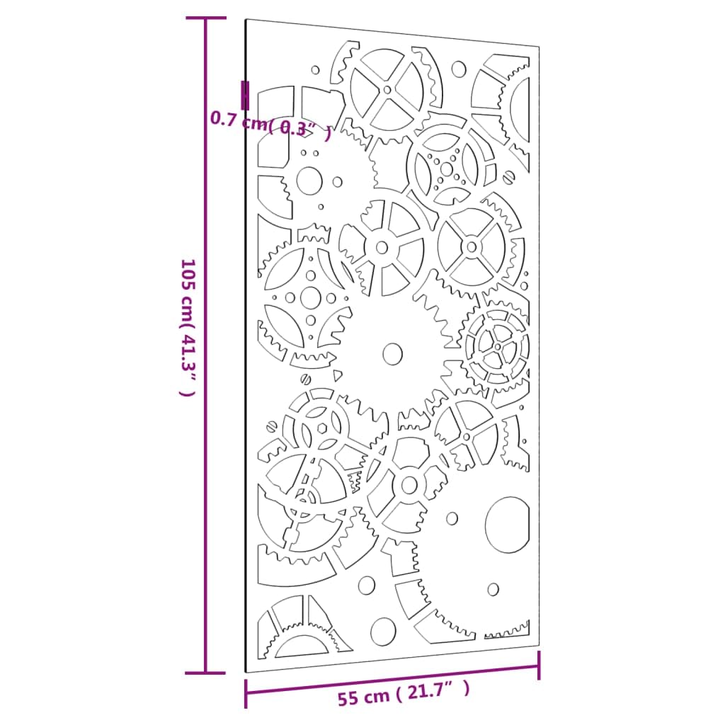 vidaXL Heim & Garten Wanddeko 105x55 cm Cortenstahl Zahnrad
