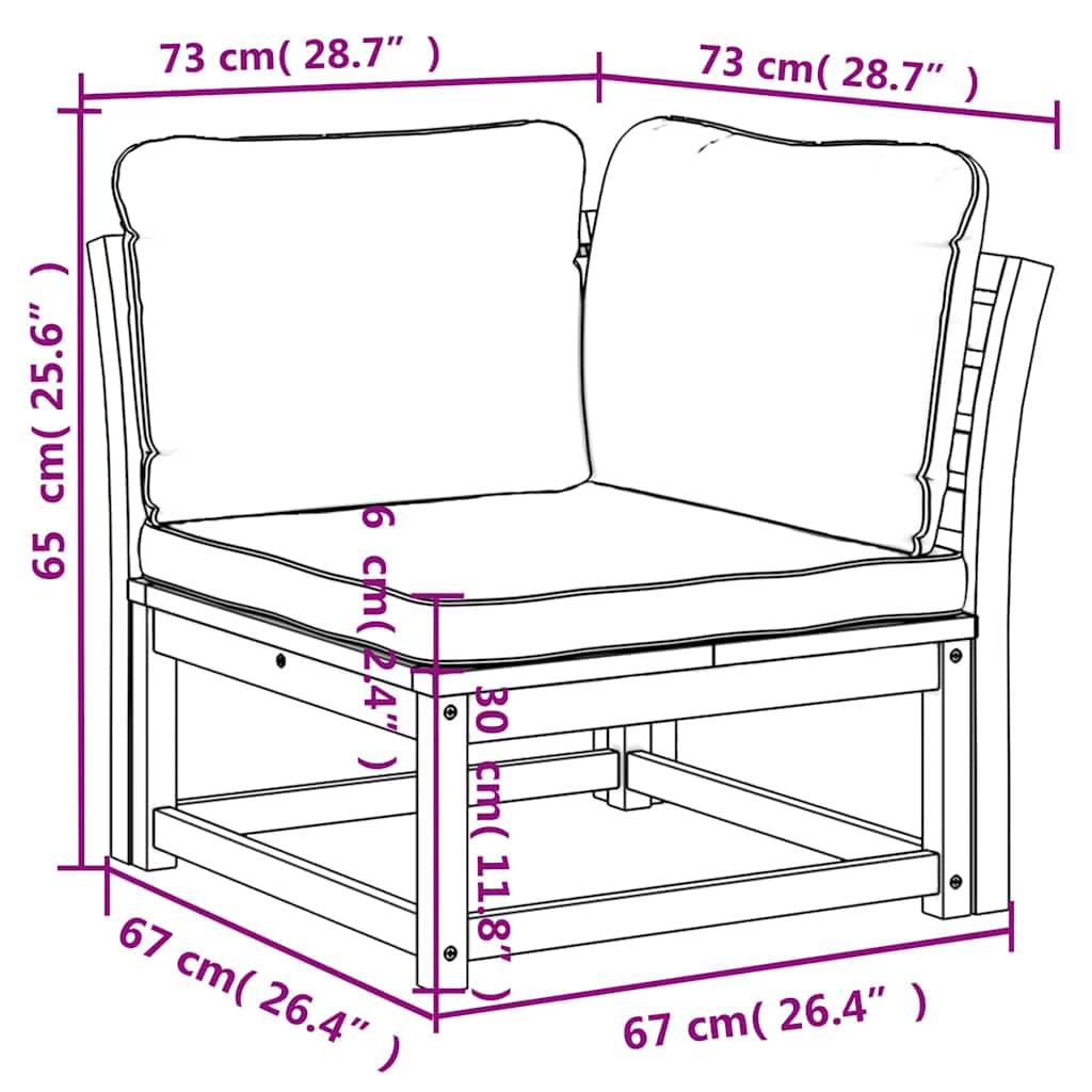 vidaXL Heim & Garten Garten-Ecksofa Creme Akazie 73 cm