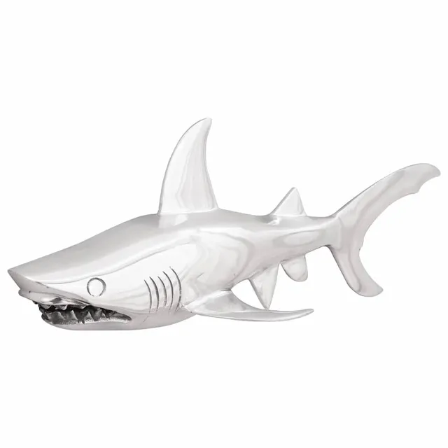 vidaXL Hai Skulptur Silber Aluminium 68 cm Deko