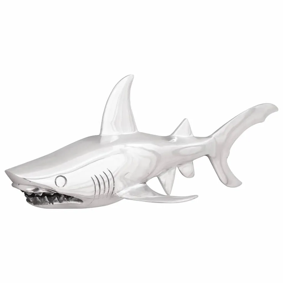 vidaXL Hai Skulptur Silber Aluminium 68 cm Deko